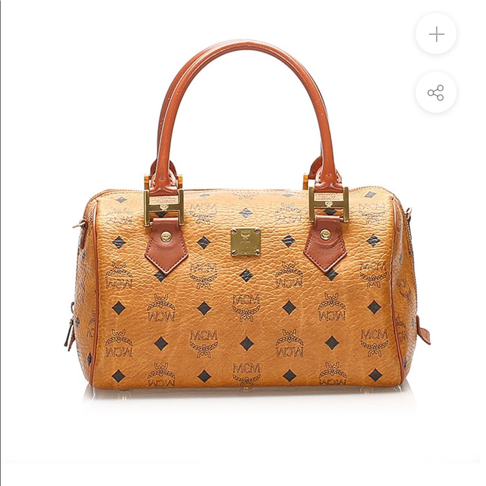 Authentic MCM Cognac Boston Bag